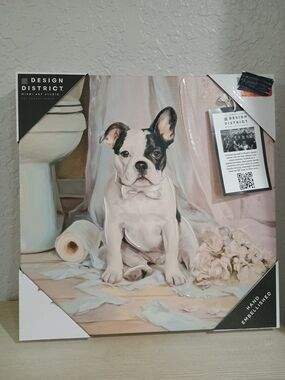 District White & Black French Bulldog Canvas Wall Art